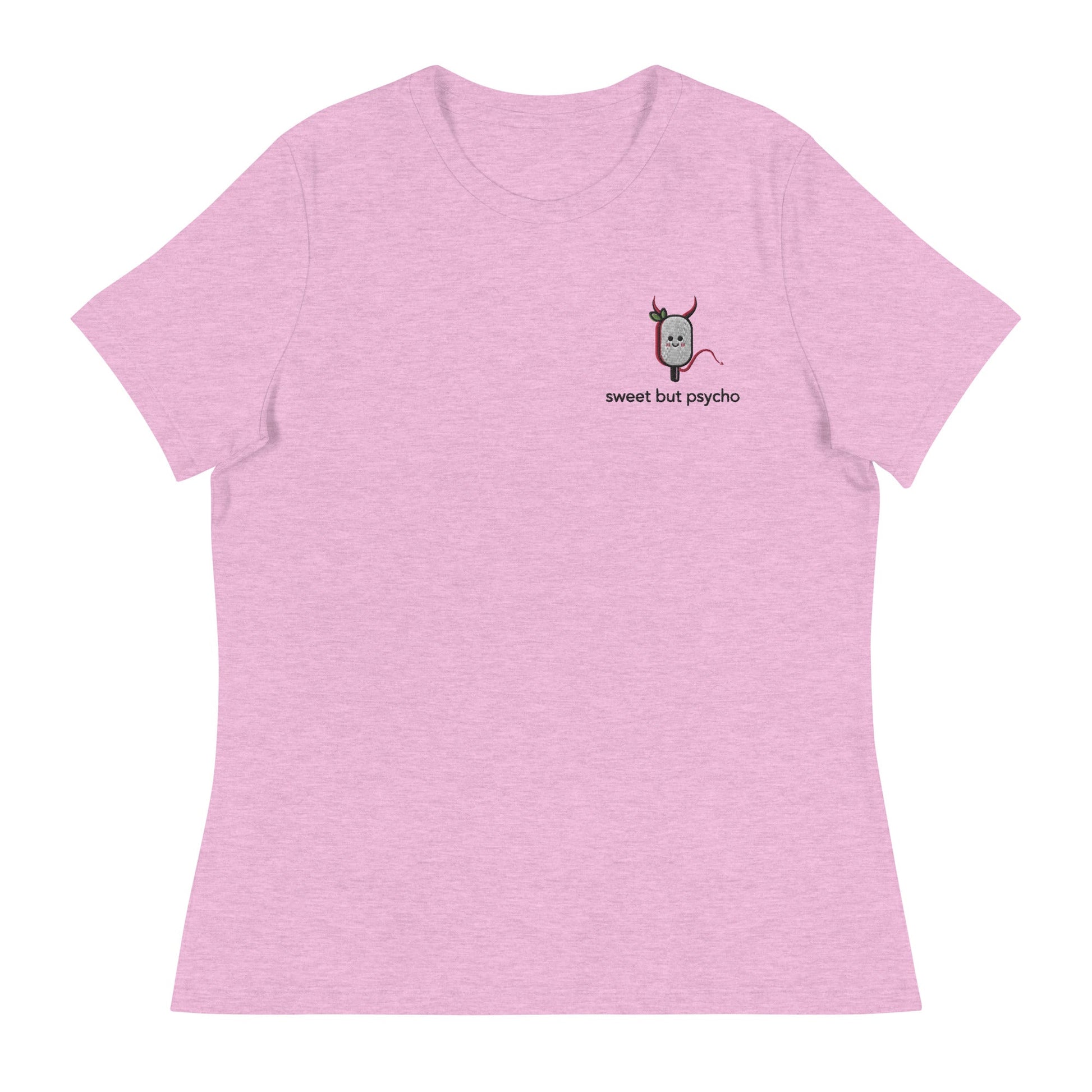 Sweet But Psycho Embroidered Women's Relaxed T-Shirt - chucklecouture co.