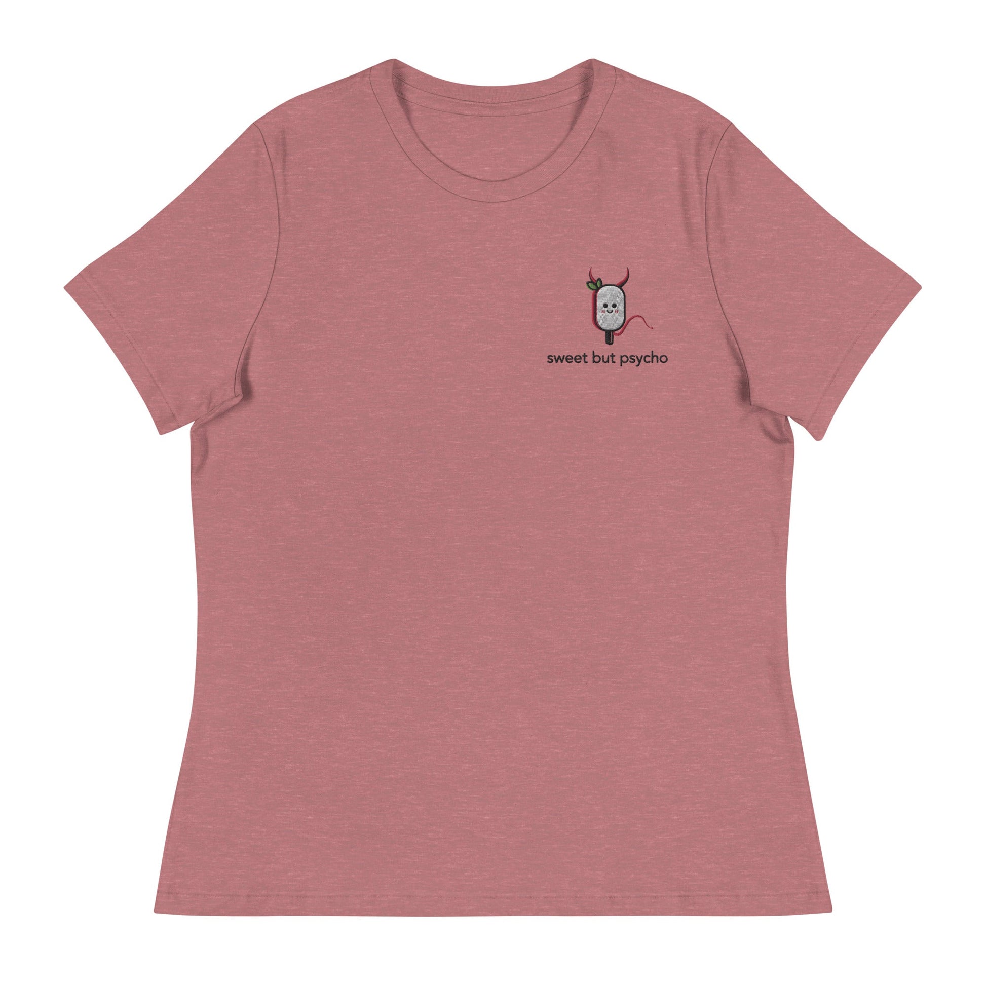 Sweet But Psycho Embroidered Women's Relaxed T-Shirt - chucklecouture co.