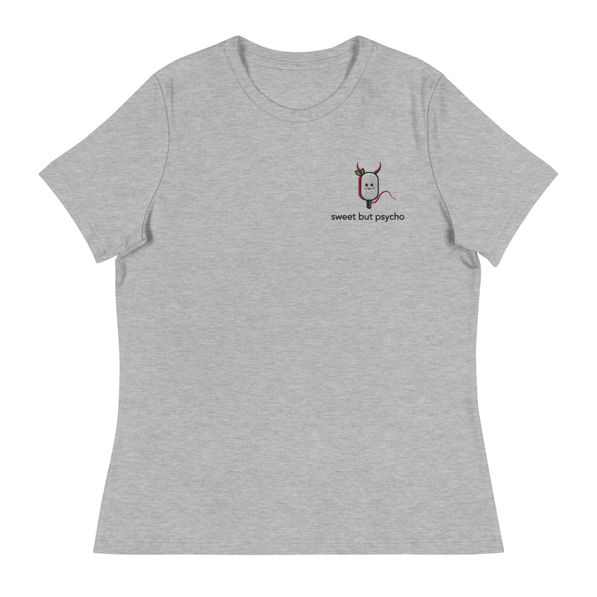 Sweet But Psycho Embroidered Women's Relaxed T-Shirt - chucklecouture co.